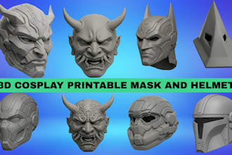 sculpt 3d cosplay mask, 3d helmet, oni mask, anime mask, dj mask for 3d printing
