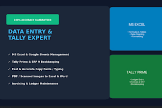 do accurate data entry, excel work, and tally bookkeeping