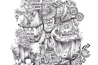 create detailed graphic illustrations with ballpoint pen and pencil