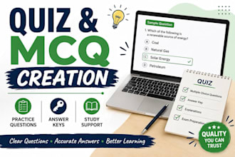 create quizzes, mcqs and practice questions for study