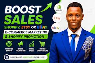 boost shopify, etsy or ebay sales with ecommerce marketing and shopify promotion