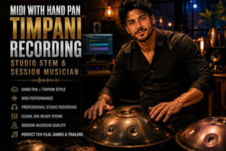 replace midi with handpan  timpani recording  studio stem and session musician