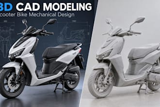 do 3d cad modeling 3d scooter bike mechanical design prototype 3d printin