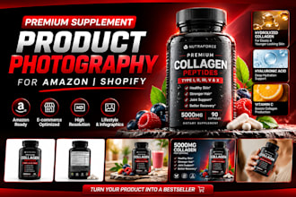 create photorealistic 3d supplement bottle mockups and product renders