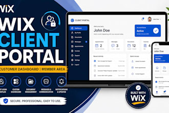 design wix client portal website customer dashboard member area website