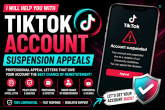 help you with tiktok account suspension appeals