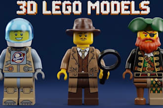 design custom 3d lego model, lego moc, lego minifigure, set and instructions