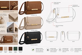 design a fashion handbag, bag, or backpack tech pack