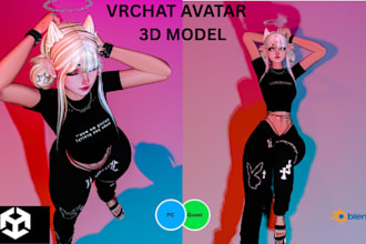 create custom vrchat avatar with unity rigging optimization, furry avatar