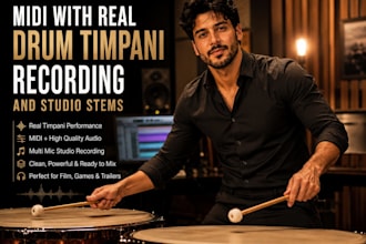 replace midi with real drum timpani recording and studio session musician
