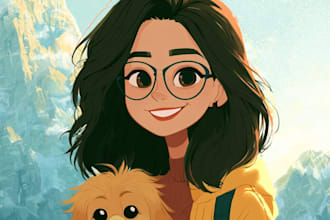 draw cartoon portrait in disney cartoon illustration