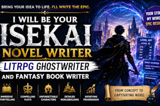 be your isekai novel writer litrpg ghostwriter and fantasy book writer