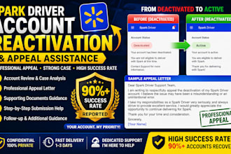 resolve spark driver account, uber eats, doordash, walmart account, amazon flex