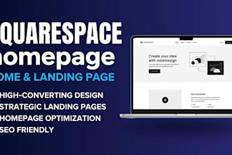 build squarespace landing page, contact form, homepage deign