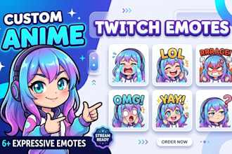 create custom twitch emotes, sub badges and discord emotes, chibi emotes