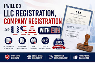 do llc registration, company registration in USA with with ein