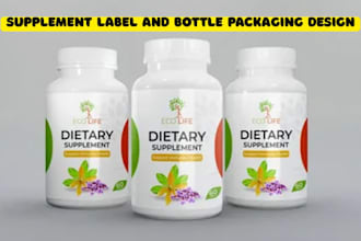 design premium supplement label and bottle packaging design