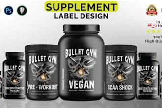 design premium supplement label and bottle packaging design