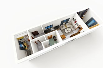 design house, office, restaurant, cafe, hotel interior with 3d rendering