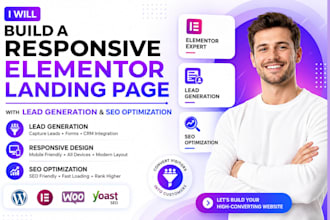 build a responsive elementor landing page with lead generation seo optimization