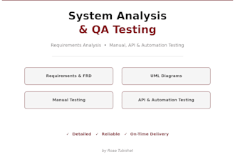 provide manual, automation QA testing and system analysis