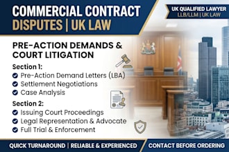 issue preaction demands court litigation for commercial contract dispute UK law