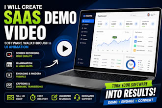 create a saas product demo ,software walkthrough, and UI animation