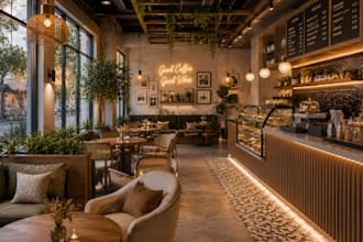 design and render your restaurant cafe or bar interior