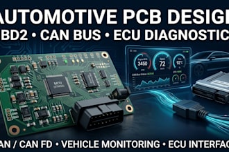 design automotive monitoring pcb, obd2 can bus and ecu diagnostic system