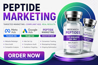 do compliant peptide marketing, run peptide ads for facebook, peptide google ads