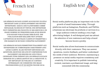 translate and proofread english and french texts