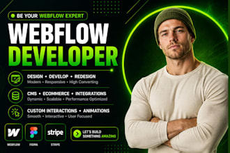 develop a responsive webflow website cms integration and custom interactions