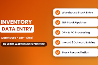 do inventory data entry, warehouse stock control and excel work