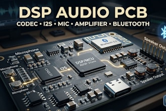 design dsp audio pcb, codec, i2s, microphone, amplifier and bluetooth
