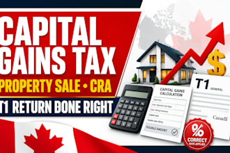 calculate canada capital gains tax property sale cra t1 return