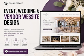 design squarespace event, wedding website, venue, planner and vendor website