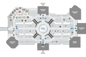 design shopping mall maps, retail directories and wayfinding plans