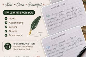write your notes, letters, and quotes in neat handwriting