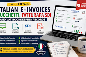 prepare italian e invoices zucchetti, fatturapa sdi and vat bookkeeping records