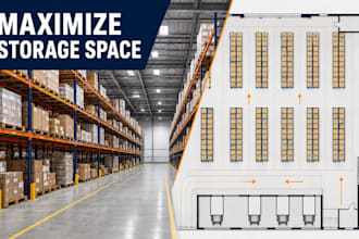 design warehouse racking, storage layout, space optimization and floor plan