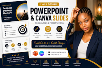 design powerpoint and canva slides for courses and presentations