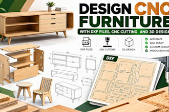 design cnc furniture with dxf files, cnc cutting and 3d design