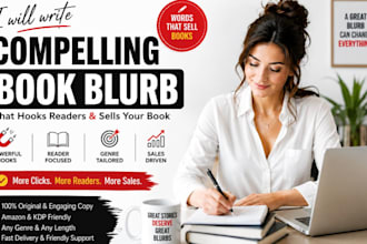 write captivating book blurb, book description and sales copy, write book blurb