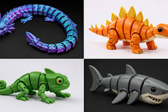 design 3d flexi animal, articulated model toy, 3d bjd, stl file for 3d printing