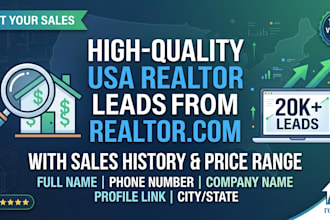 provide USA realtor leads from realtor com with sales history