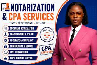provide US licensed CPA signature, stamp, letterhead and notarization documents
