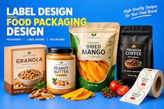 design label design, food packaging design, packaging and mylar bag