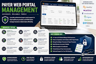 manage insurance web portals for claims, eligibility and follow up