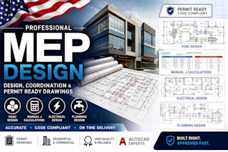 design mep drawings, hvac, manual j, electrical and plumbing for permit drawings