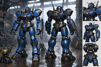 design sci fi mecha and robot concept art